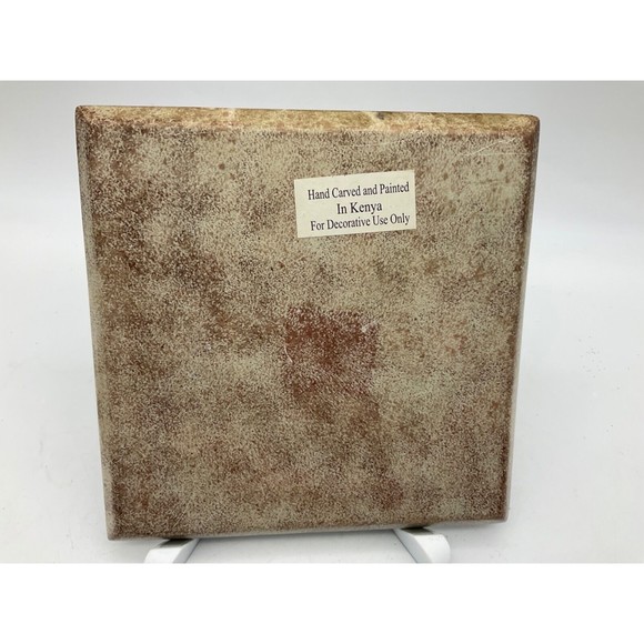 Elephant Soapstone Plate Handcarved in Kenya African Decor 8" - Picture 6 of 6